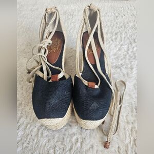 Nine West Black Espadrille Wedge Sandals